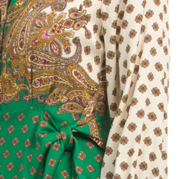 ELIE TAHARI Silk Blend The Vero Jewel Paisley Print Faux Wrap Dress - Picture 3 of 3